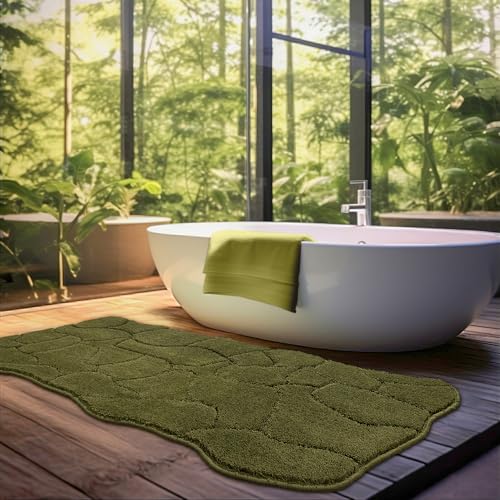 BSICPRO Large Bathroom Rugs Runner, 22x47 Inches Long Bath Mats for Bath Non Slip, Soft Absorbent and Quick Dry Microfiber Rugs, Machine Washable (Olive Green) - Image 1