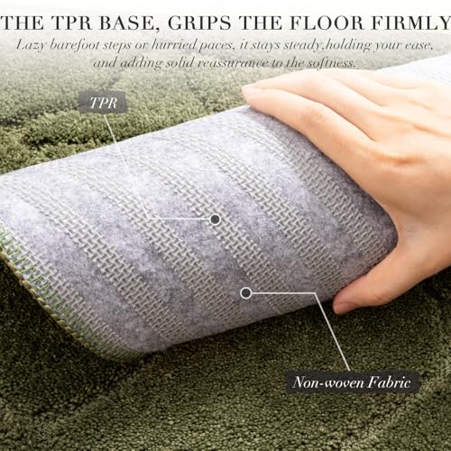 BSICPRO Large Bathroom Rugs Runner, 22x47 Inches Long Bath Mats for Bath Non Slip, Soft Absorbent and Quick Dry Microfiber Rugs, Machine Washable (Olive Green) - Image 3