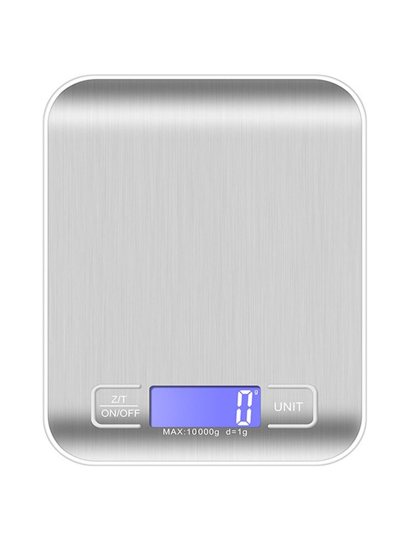 Electric Digital Kitchen Scale weigh Upto 10kg LCD Kitchen Food Scale,Silver - Image 1