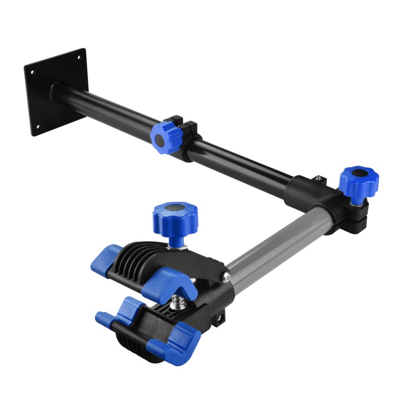 YSANAM Bike Repair Stand: Blue Alloy Steel & Plastic Wall Mount - 360° Rotatable 4-Hole Flange, 25-40mm Folding Clamp for Mountain Road Folding Bikes Home Maintenance - Image 1