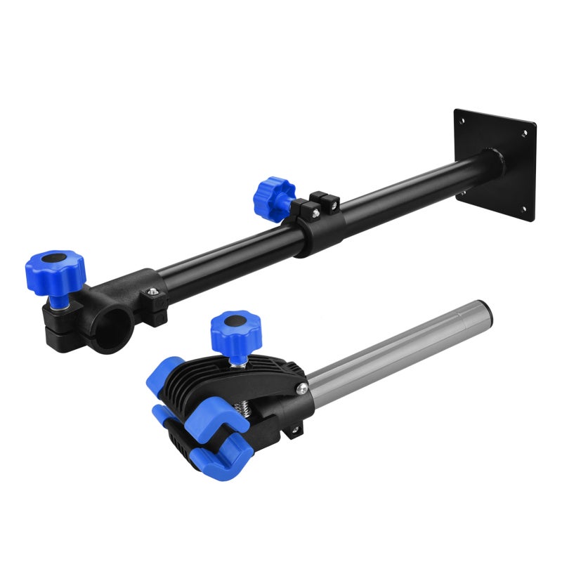 YSANAM Bike Repair Stand: Blue Alloy Steel & Plastic Wall Mount - 360° Rotatable 4-Hole Flange, 25-40mm Folding Clamp for Mountain Road Folding Bikes Home Maintenance - Image 5