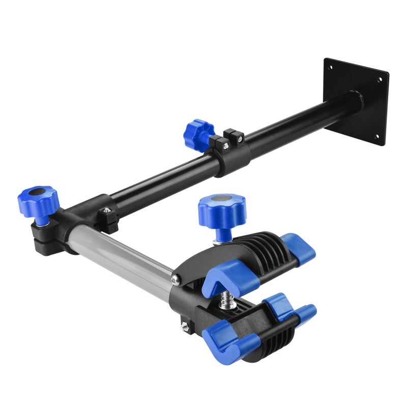 YSANAM Bike Repair Stand: Blue Alloy Steel & Plastic Wall Mount - 360° Rotatable 4-Hole Flange, 25-40mm Folding Clamp for Mountain Road Folding Bikes Home Maintenance - Image 4