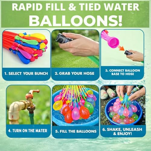 GRAPHENE Set of 3 Bunch 111 Holi Magic Water Balloons With Tap Adapter Automatic Latex Non Toxic Vibrant Color Quick Fill Easy Tie Water Balloon Summer Fight Holi Celebration for Unisex Kids Boy Girl - Image 4