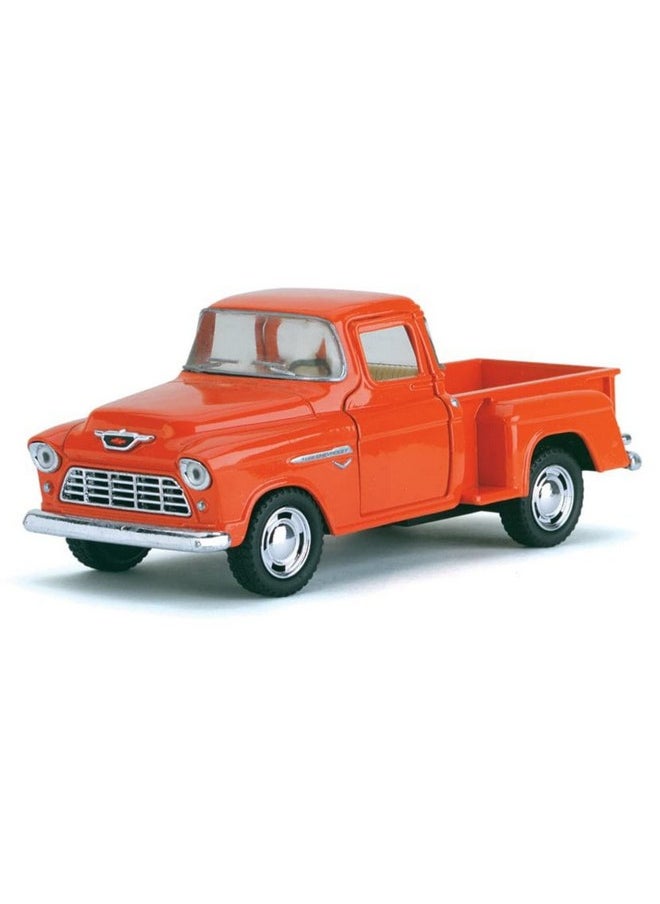 Kinsmart 1955 Chevy Stepside Pick Up 5 1 32 Scale Die Cast Metal Model Toy Truck Orange 