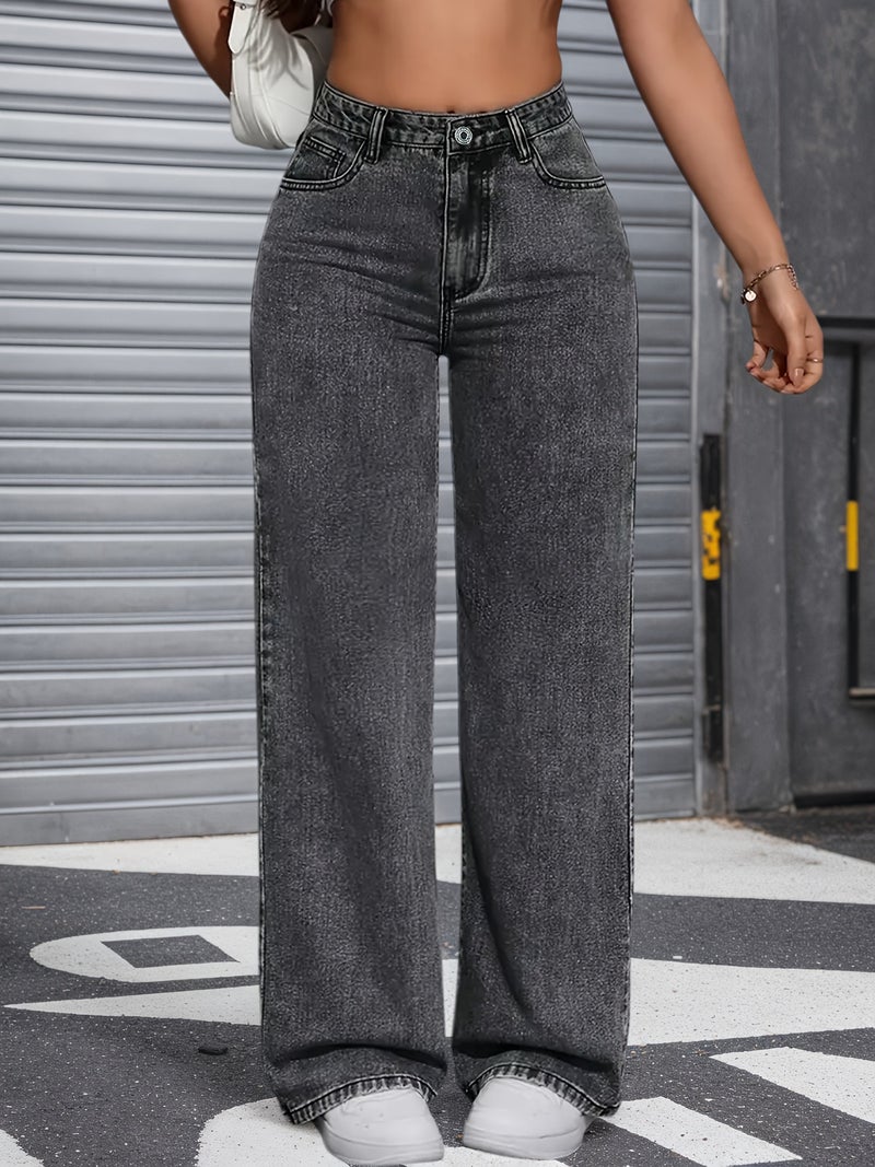 Gray Trendy Fashion Casual Wide-Leg Pants - Image 2