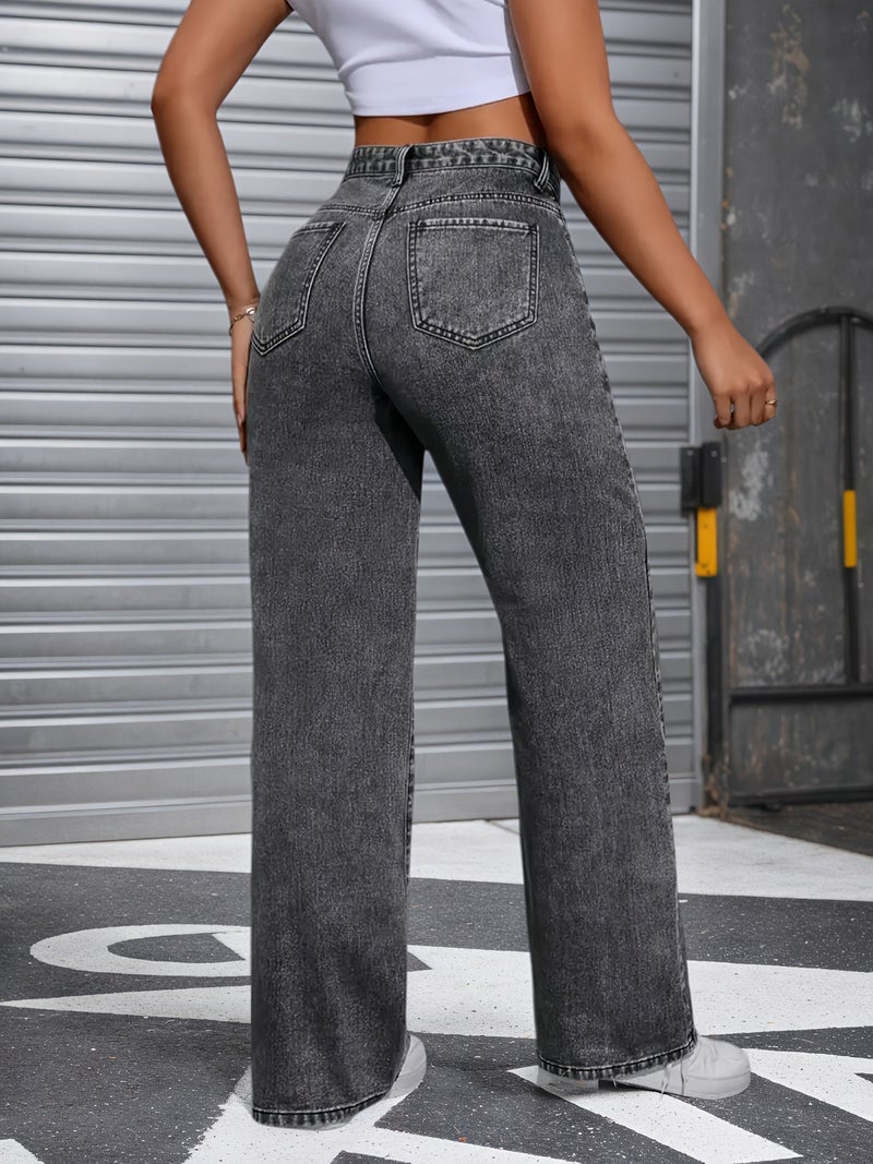 Gray Trendy Fashion Casual Wide-Leg Pants - Image 5