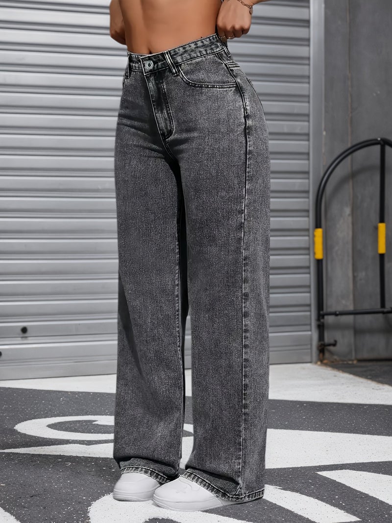 Gray Trendy Fashion Casual Wide-Leg Pants - Image 3