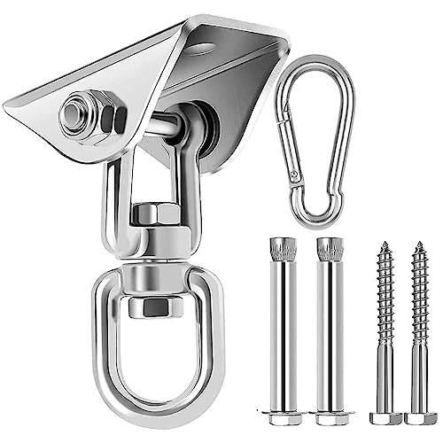 Supvox® Heavy Duty Stainless Steel 360° Swivel Ceiling Hook Mounting Accessories Kit for Installation of Hammock, Swing, Sandbag, Yoga Hammock, Fan, Lights, Maximum Load 250kg, Silver - Image 1