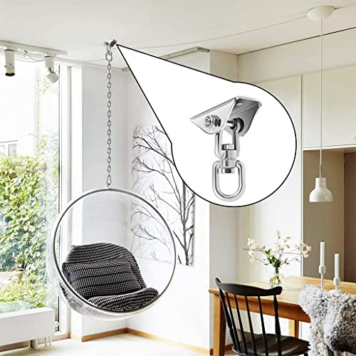 Supvox® Heavy Duty Stainless Steel 360° Swivel Ceiling Hook Mounting Accessories Kit for Installation of Hammock, Swing, Sandbag, Yoga Hammock, Fan, Lights, Maximum Load 250kg, Silver - Image 2