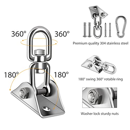 Supvox® Heavy Duty Stainless Steel 360° Swivel Ceiling Hook Mounting Accessories Kit for Installation of Hammock, Swing, Sandbag, Yoga Hammock, Fan, Lights, Maximum Load 250kg, Silver - Image 3