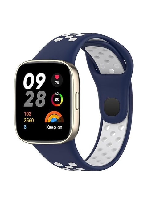 سوار متوافق مع ساعة Redmi Watch 3، أشرطة ساعة، حزام بديل بلونين، حزام سيليكون، سوار معصم لساعة Redmi Watch 3  (الأزرق والأبيض)