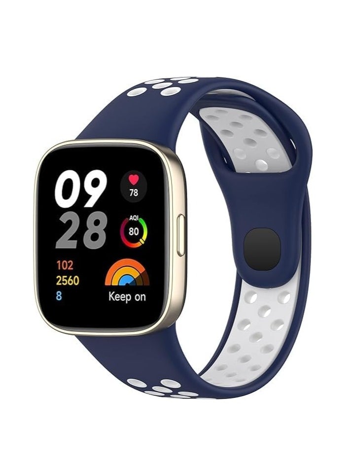 ماركة غير محددة - سوار متوافق مع ساعة Redmi Watch 3، أشرطة ساعة، حزام بديل بلونين، حزام سيليكون، سوار معصم لساعة Redmi Watch 3  (الأزرق والأبيض) - Image 1