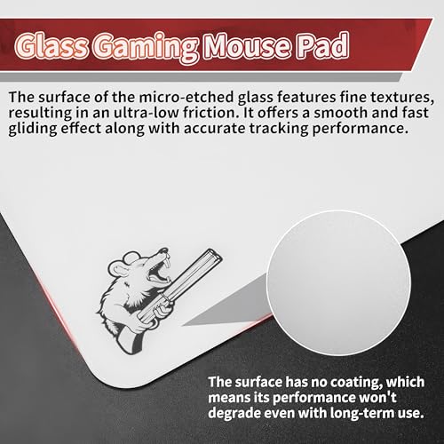 SIROOLAC 2.0 Ultra-Thin Tempered Glass Gaming Mouse Pad, Designed for FPS, Full-Coverage Anti-Slip Base,Etched Surface,1.6mm Thin Glass Layer,Redefine Your Shooting ExperienceWhite,300mm*350mm - Image 3