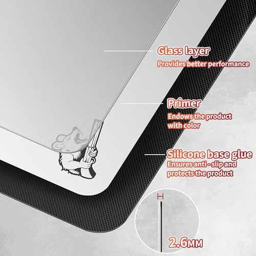 SIROOLAC 2.0 Ultra-Thin Tempered Glass Gaming Mouse Pad, Designed for FPS, Full-Coverage Anti-Slip Base,Etched Surface,1.6mm Thin Glass Layer,Redefine Your Shooting ExperienceWhite,300mm*350mm - Image 5