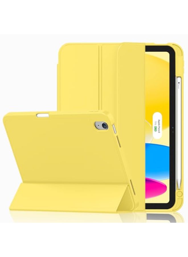 iMieet حافظة iMieet لجهاز iPad (A16)/الجيل العاشر من iPad [11 بوصة 2025/10.9 بوصة 2022]، حافظة ذكية قابلة للطي ثلاثية مع حامل وحامل قلم وظهر TPU ناعم، تدعم Touch ID (أسود) - Image 1