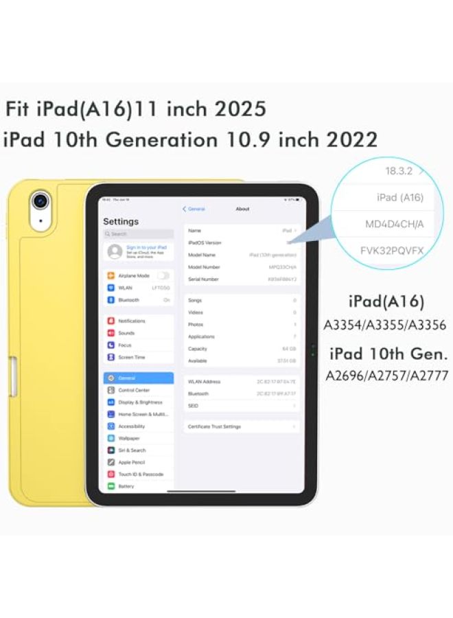 iMieet حافظة iMieet لجهاز iPad (A16)/الجيل العاشر من iPad [11 بوصة 2025/10.9 بوصة 2022]، حافظة ذكية قابلة للطي ثلاثية مع حامل وحامل قلم وظهر TPU ناعم، تدعم Touch ID (أسود) - Image 2