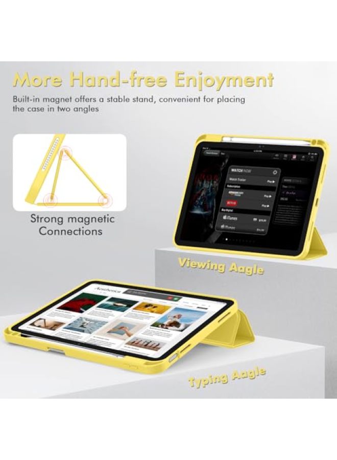 iMieet حافظة iMieet لجهاز iPad (A16)/الجيل العاشر من iPad [11 بوصة 2025/10.9 بوصة 2022]، حافظة ذكية قابلة للطي ثلاثية مع حامل وحامل قلم وظهر TPU ناعم، تدعم Touch ID (أسود) - Image 3