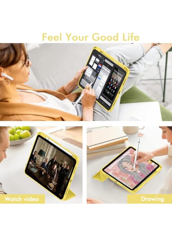 iMieet حافظة iMieet لجهاز iPad (A16)/الجيل العاشر من iPad [11 بوصة 2025/10.9 بوصة 2022]، حافظة ذكية قابلة للطي ثلاثية مع حامل وحامل قلم وظهر TPU ناعم، تدعم Touch ID (أسود) - Image 5