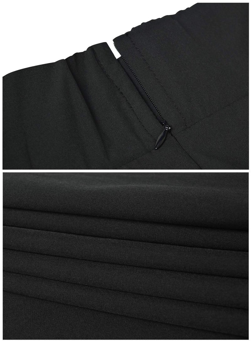 RANPHEE Black Maxi Skirt for Women Long Length Summer 2025 Trendy Dressy Vintage Flowy High Waisted Flare Pleated A Line Skirts with Pockets M - Image 5