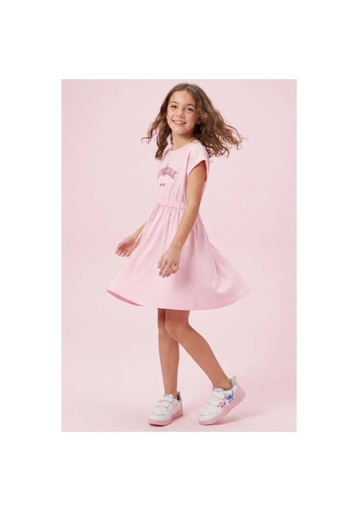 R&b Printed Fit & Flare Dress with Short Sleeves