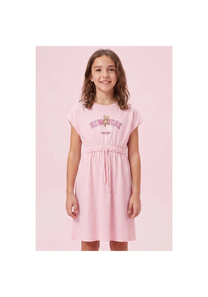 R&b Printed Fit & Flare Dress with Short Sleeves