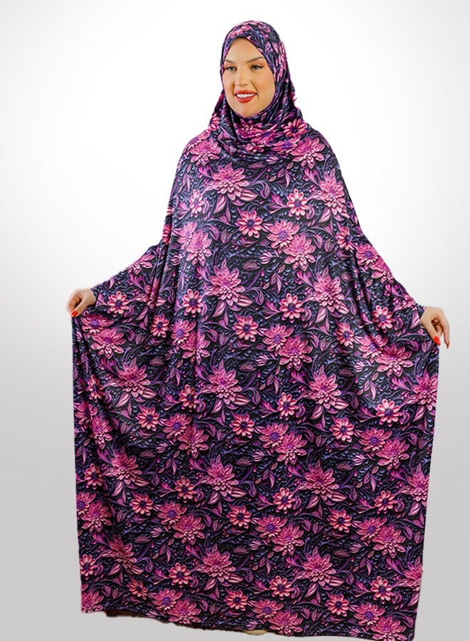 زمرد ثوب صلاة چيرسيه كويتي- مطبوع عملي مع غطاء الرأس  - Image 1