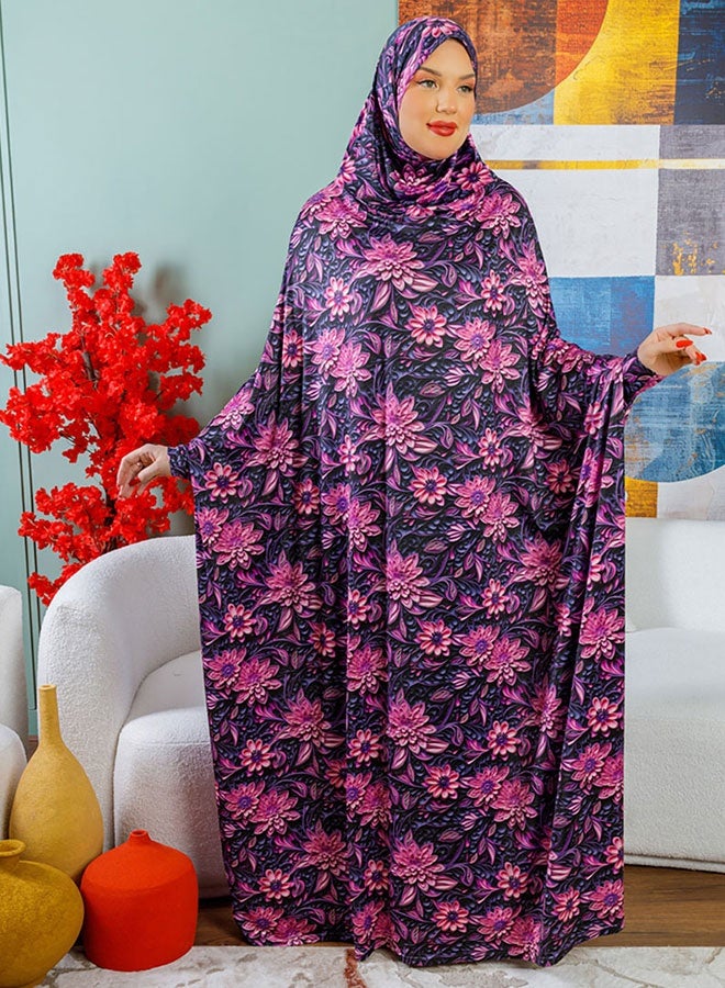 زمرد ثوب صلاة چيرسيه كويتي- مطبوع عملي مع غطاء الرأس  - Image 2