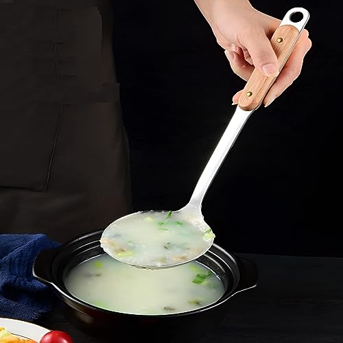 ONICORN® Stainless Steel Slotted Turner, Shovel, Skimmer, Soup ladle with Wooden Handle Kitchen Utensil. (4 pcs Set Wood Handle) - Image 3