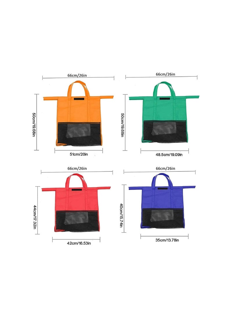 4 Pieces Folding Supermarket Trolley Reusable Eco-Friendly Shopping Bags multicolor - Image 5