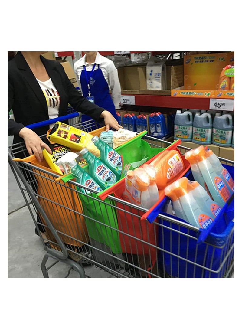 4 Pieces Folding Supermarket Trolley Reusable Eco-Friendly Shopping Bags multicolor - Image 1