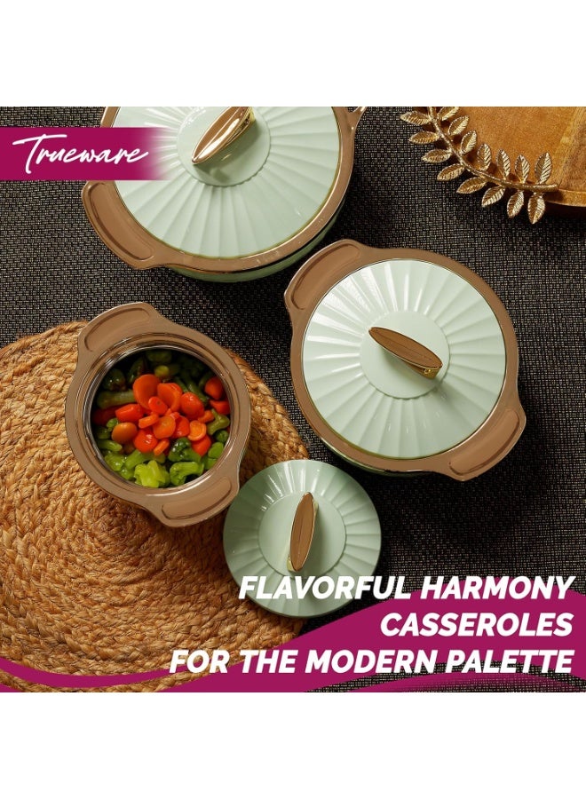 Trueware Krystal Inner Steel Casserole Set of 3, 1000 ml, 1500 ml & 2500 ml | PU Insulated | BPA Free | Food Grade | Ideal for Chapatti | Roti | Curd Maker | Thermoware | Hot Pot (Extra large, Pastel Green) - Image 4