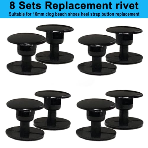 Koomduk 8 Sets Replacement Rivets for Beach Shoe Replacement Button Replacement Parts Compatible for Clog Beach Shoe Strap Repair (Black) - Image 4