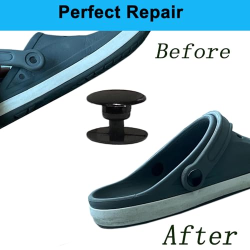 Koomduk 8 Sets Replacement Rivets for Beach Shoe Replacement Button Replacement Parts Compatible for Clog Beach Shoe Strap Repair (Black) - Image 2