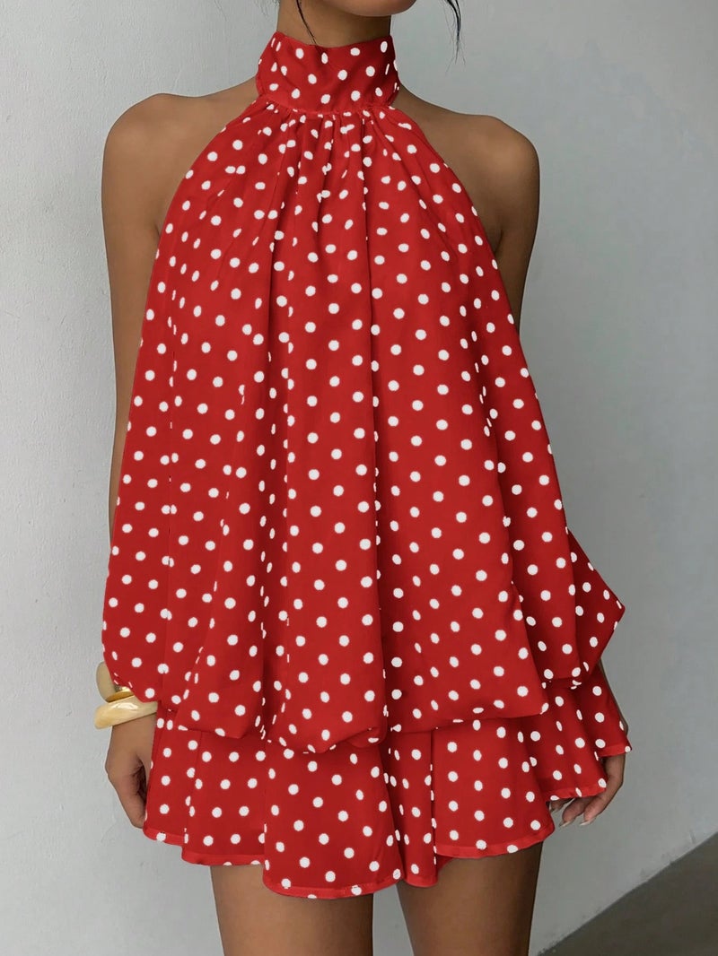 European Design Irregular Halter Neck Dress Solid Versatile Sleeveless Short Dress - Image 4