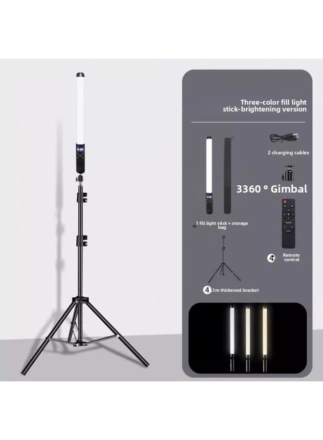Rgb Fill Light Handheld Stick Light Photography Three-color Temperature Color Handheld Stick Light Portable Led Photography Fill Light-Specifications:Three-color Temperature 【Handheld Stick Light-no - Image 1