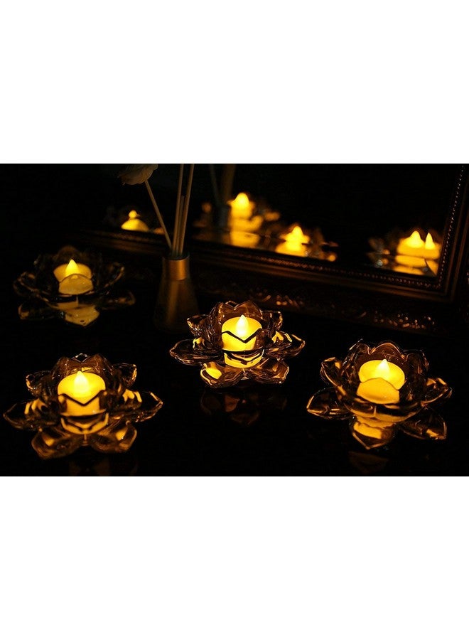 VILON Vilon Italian Premium Exquisite Glass Lotus Flower Tea Light Candle Holder, Perfect for Lighting Decoration, Corporate Gifts,Home Decor and Festival Like Diwali, Christmas or Eid Set of (6) - Image 4