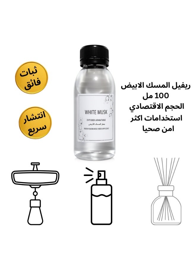 White Musk Concentrated Fragrance 100 ml Refill Bottle for All Diffusers - Long-Lasting Scent for Home and Car - Health Safe - Image 2