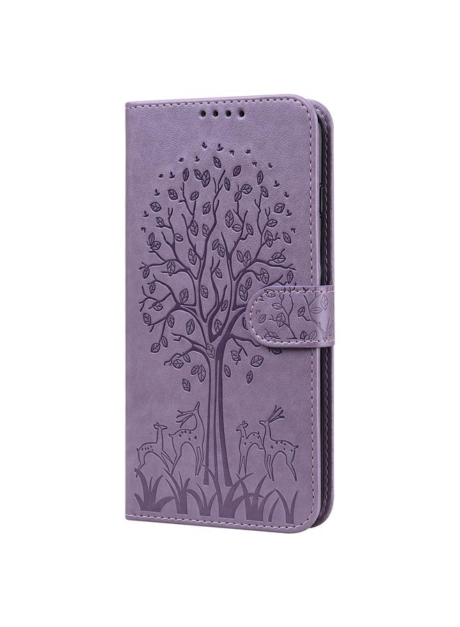 Zaboon Case For iPhone 13 Pro Max Tree & Deer Pattern Pressed Printing Horizontal Flip Leather Phone Case For iPhone 12 Pro Max / 13 Pro Max - Image 2