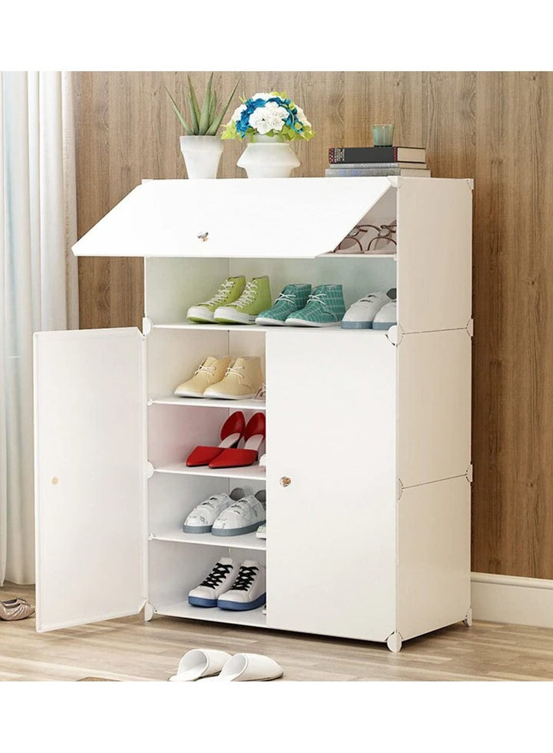 DubaiGallery Plastic Modular Shoe Cabinet Cube Shoe Storage Organizer Portable Adjustable Shoe Rack Shelf Space Saving Doors Closet Entryway - Image 2