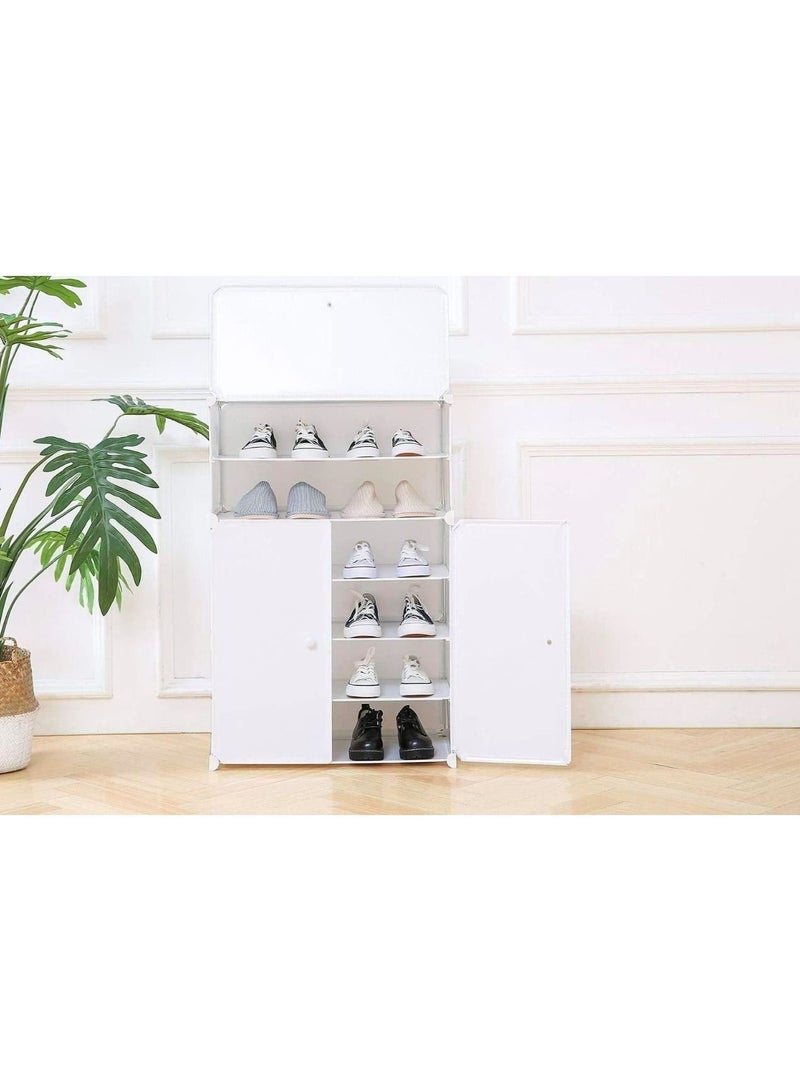 DubaiGallery Plastic Modular Shoe Cabinet Cube Shoe Storage Organizer Portable Adjustable Shoe Rack Shelf Space Saving Doors Closet Entryway - Image 5