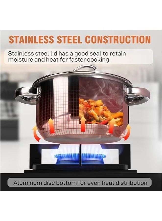 بست مجموعة أدوات طهي من الفولاذ المقاوم للصدأ مكونة من 15 قطعة، طقم طاجن ومقلاة، طقم طبخ مقلاة حليب مع أدوات مطبخ، مناسبة لمواقد الحث ومواقد الغاز، آمنة للاستخدام في غسالة الأطباق - Image 5