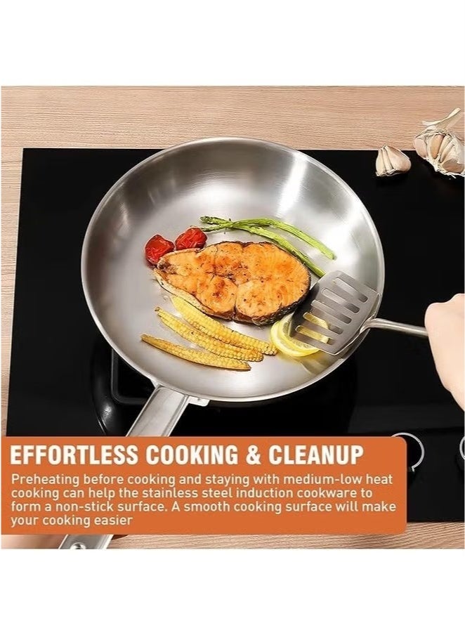 بست مجموعة أدوات طهي من الفولاذ المقاوم للصدأ مكونة من 15 قطعة، طقم طاجن ومقلاة، طقم طبخ مقلاة حليب مع أدوات مطبخ، مناسبة لمواقد الحث ومواقد الغاز، آمنة للاستخدام في غسالة الأطباق - Image 3