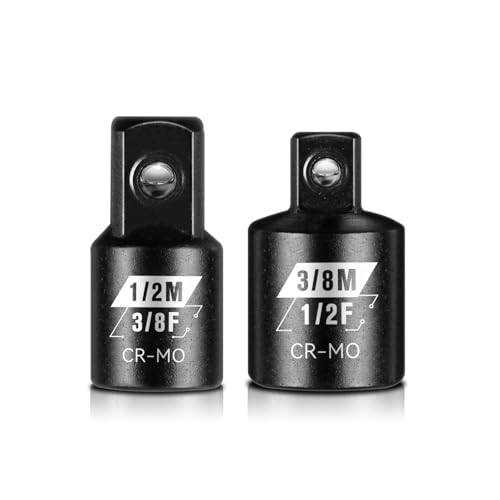 BLACKROBOT 2PCS Impact Socket Adapter and Reducer Set, 3/8" to 1/2" & 1/2" to 3/8" Socket Adapter Set, SAE Drive Cr-Mo Steel Exceeds ANSI Standards, Square Drive Adapter for Impact Driver Wrench - Image 1