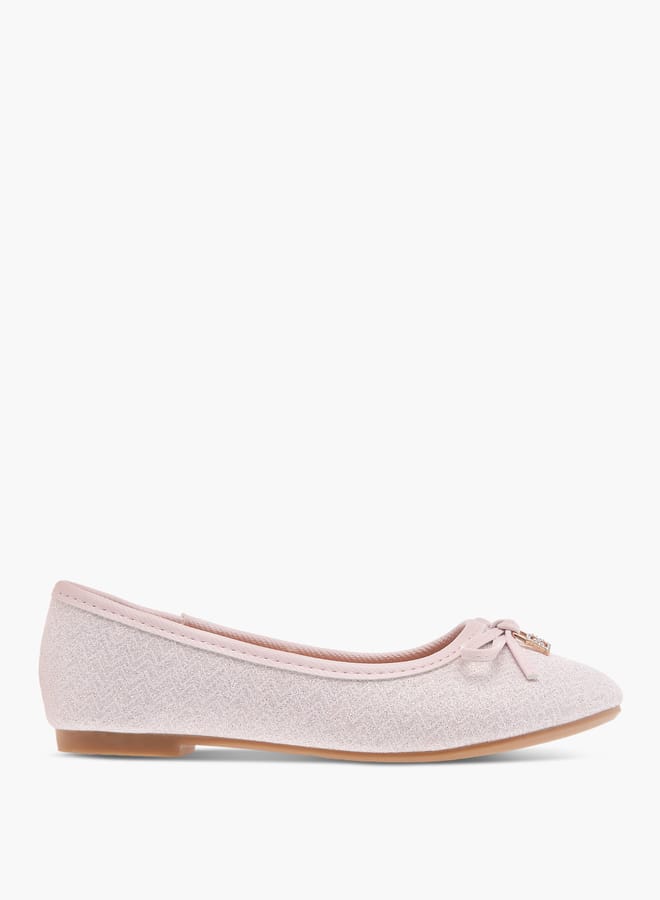 Flora Bella By Shoexpress Girls Bow Applique Slip-On Ballerina Shoes  - Image 2