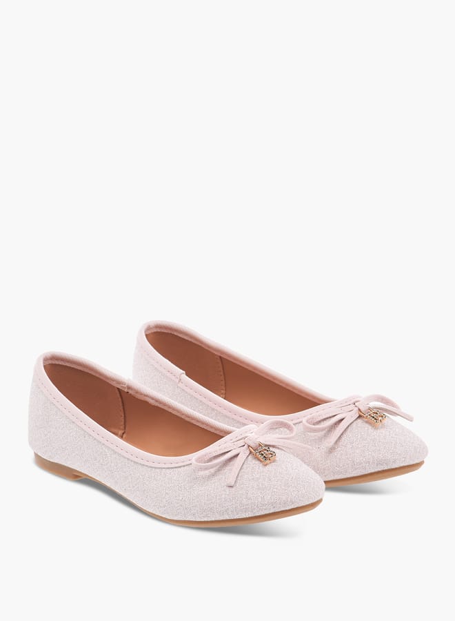 Flora Bella By Shoexpress Girls Bow Applique Slip-On Ballerina Shoes  - Image 1