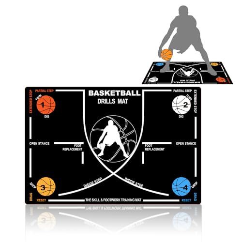 Rccilucki Portable Basketball Footwork Training Mat,31.5Inch X 47.2 Inch Agility Footstep Training Mat, Basketball Pads for Training for All Levels, Non-Slip Silent Equipment to Improve Speed, Strength and Coordination - Image 1