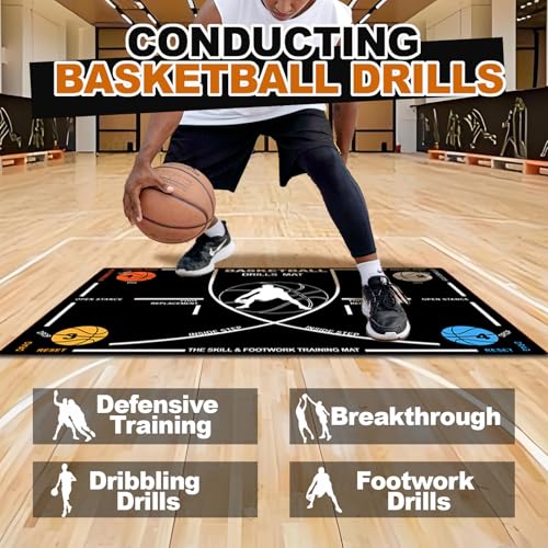 Rccilucki Portable Basketball Footwork Training Mat,31.5Inch X 47.2 Inch Agility Footstep Training Mat, Basketball Pads for Training for All Levels, Non-Slip Silent Equipment to Improve Speed, Strength and Coordination - Image 3