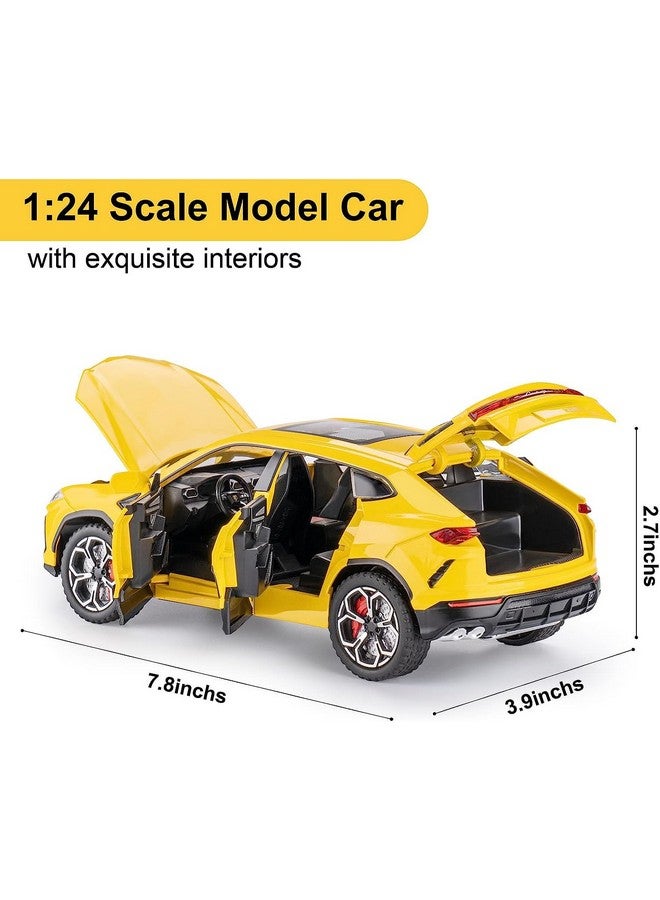 LONGMIRE Metal Pull Back Diecast Car Pull Back Car Model with Sound Light Boys Gifts Toys for Kids Pack of 1, Multicolor (1:24 Lamborghini Urus) - Image 4