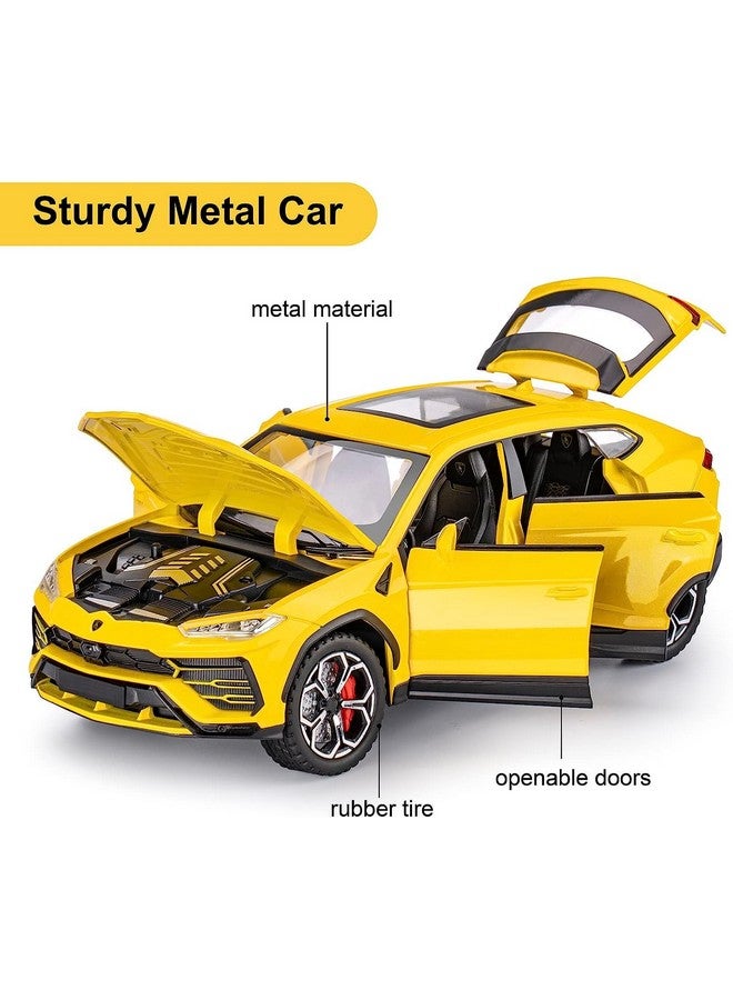 LONGMIRE Metal Pull Back Diecast Car Pull Back Car Model with Sound Light Boys Gifts Toys for Kids Pack of 1, Multicolor (1:24 Lamborghini Urus) - Image 3