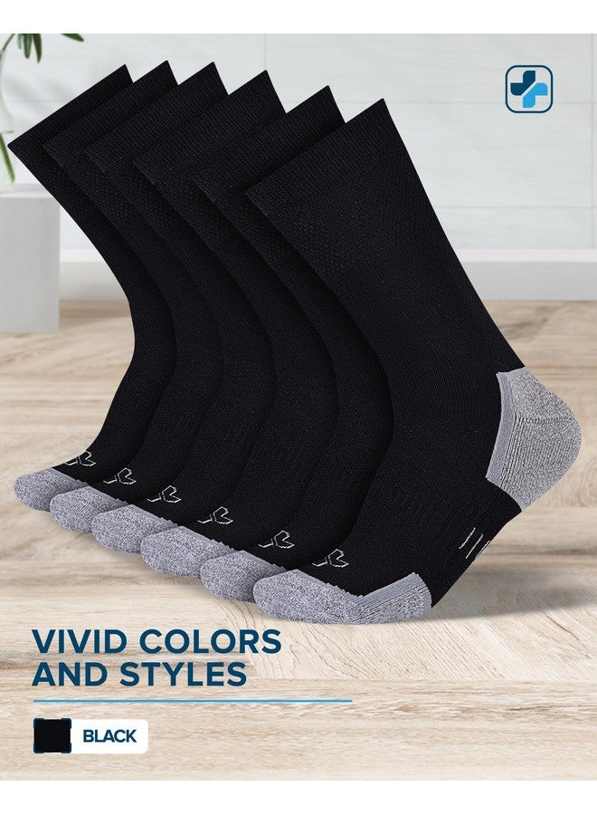 Doctor's Select Bamboo Viscose Black Diabetic Socks for Men - 6 Pairs Crew Stretch Top Mens Diabetic Socks | Moisture Wicking Diabetic Neuropathy Socks for Men | Black Diabetic Socks for Men - Image 3